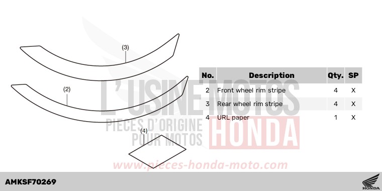 KIT,WHEEL STRIPE SET *NHB53P* de Africa Twin DCT GRAND PRIX RED (R380B) 2023